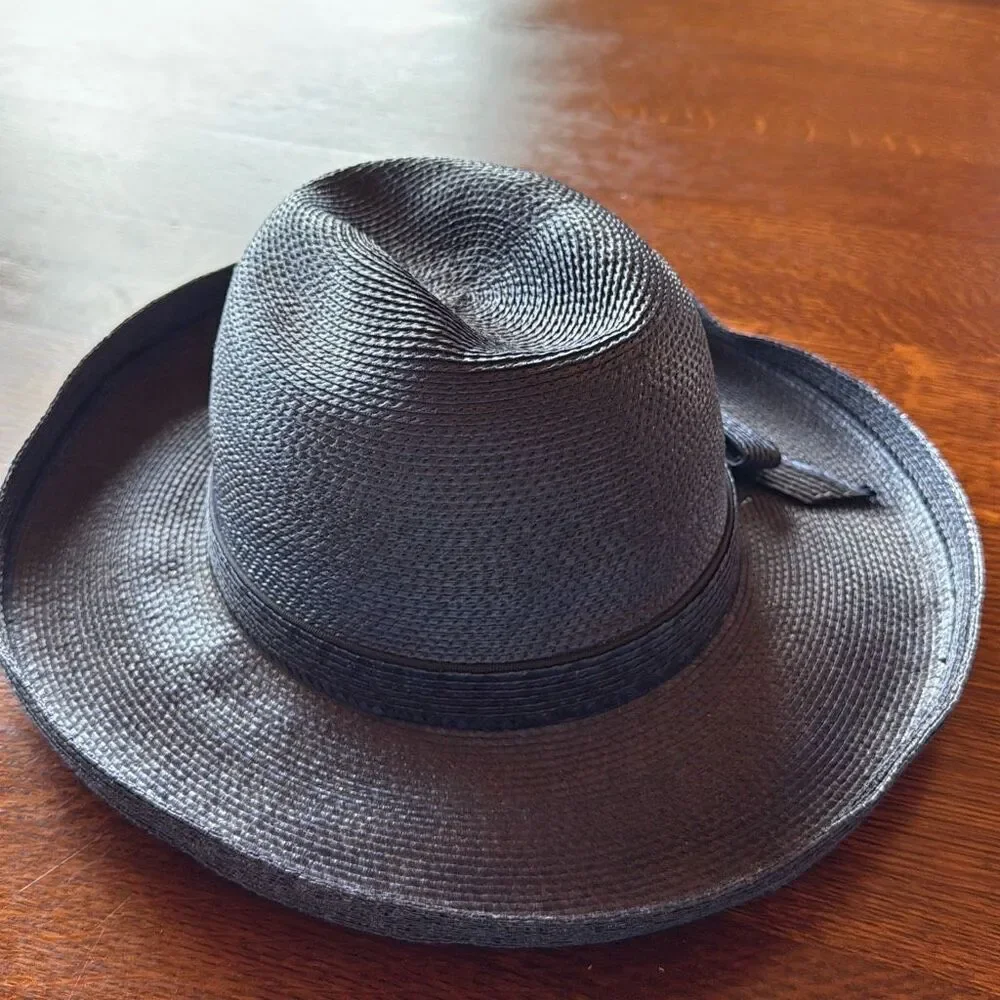 Vintage Don Anderson Blue Straw Fedora Sun Hat Women’s Size Small - Picture 7 of 13